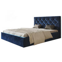 POLSTERBETT BOSTON SLIM, 120 x 200 cm mit Bettkasten und Lattenrost aus Holz, Farbe: Dunkelblau, Velourestoff - Dunkelblau, Holz/Kunststoff (120/200cm) - Alpi-Möbel