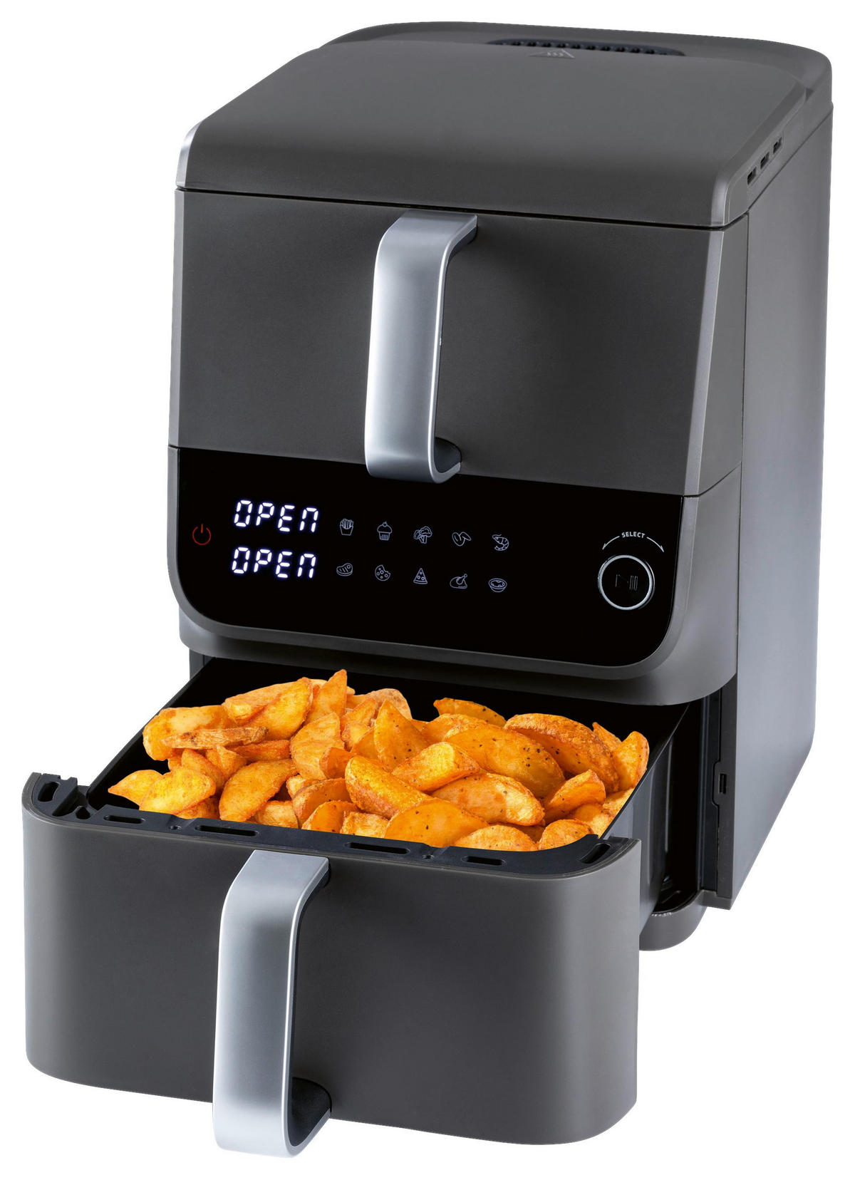 HEISSLUFTFRITTEUSE Gourmetmaxx Schwarz - Anthrazit, Metall (28.4/40/43cm)