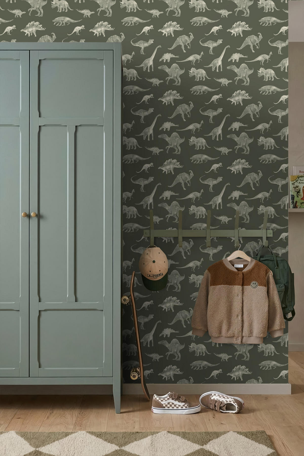 TAPETE Dinosaurier 50 x 900 cm - Grün, Papier (50/0.1cm) - ESTAhome