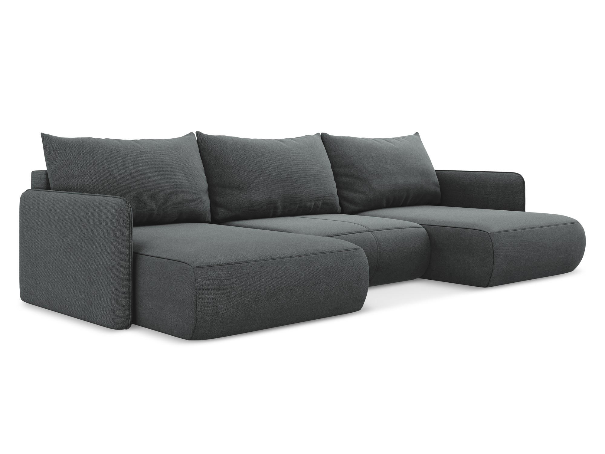 WOHNLANDSCHAFT Strukturstoff Stoff Grau - Schwarz/Grau, Kunststoff/Textil (290/86/148cm) - Makamii