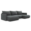 WOHNLANDSCHAFT Strukturstoff Stoff Grau - Schwarz/Grau, Kunststoff/Textil (290/86/148cm) - Makamii