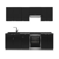 KÜCHENZEILE Fame-Line, Schwarz gestreift/Anthrazit, 240 cm, AP Anthrazit - Anthrazit/Schwarz, Holzwerkstoff (240/81.6/60cm) - Vicco