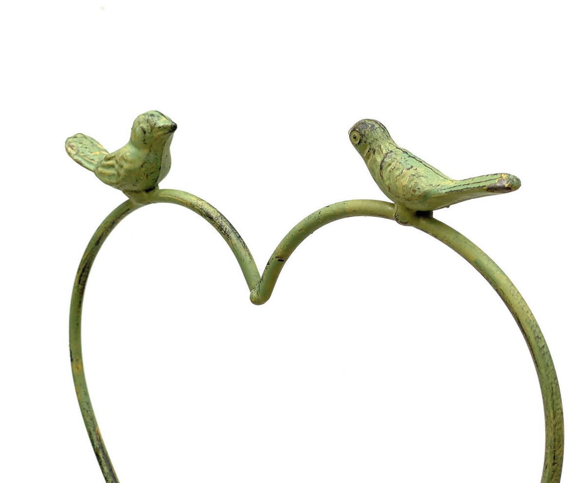 RANKHILFE Herz Grün mit Vögel Metall 104 cm 96018 - Grün, Metall (21.5/104/1.5cm) - DanDiBo