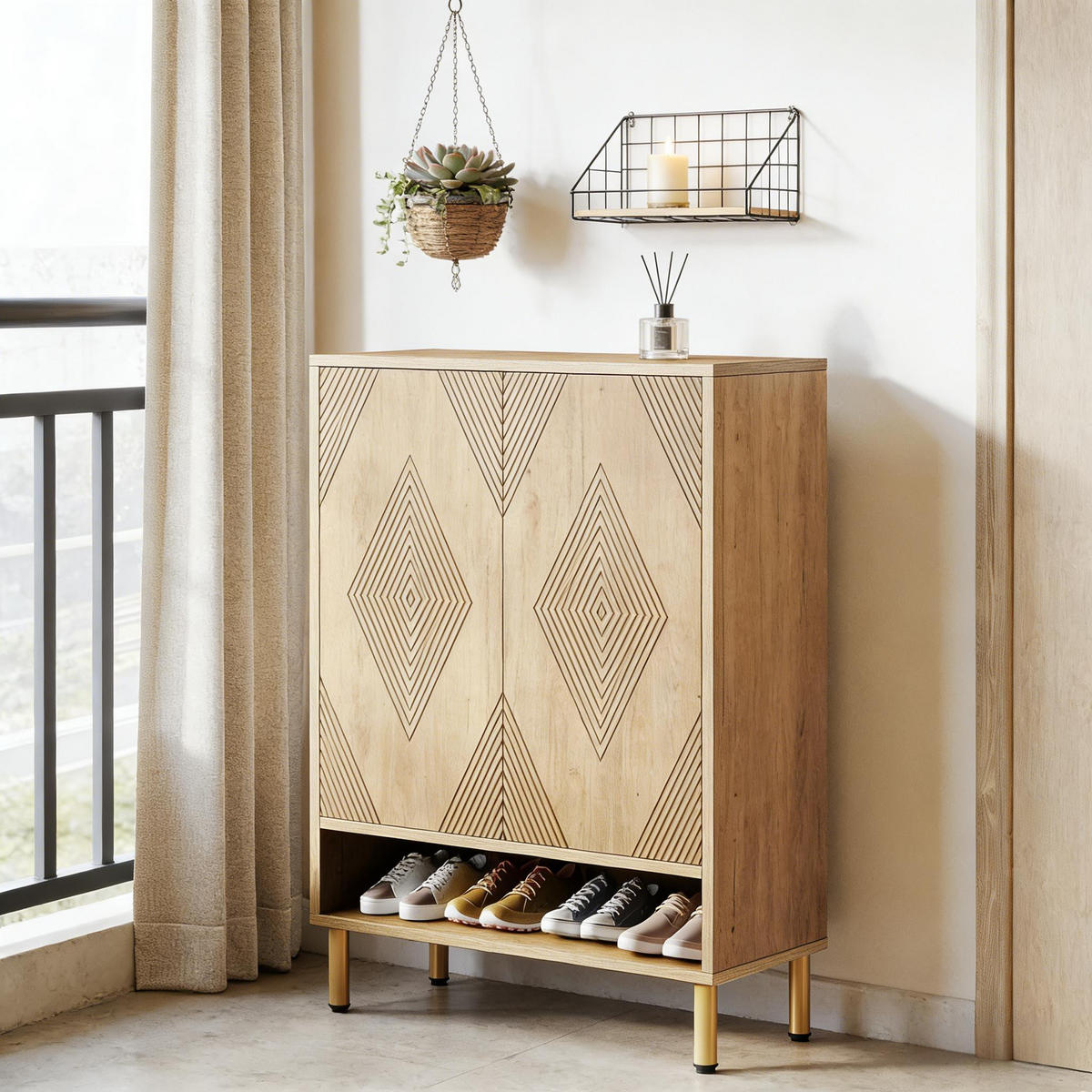 SCHUHSCHRANK Natur 73/35/115 cm - Naturfarben, Holz (73/115/35cm) - PANGIVO