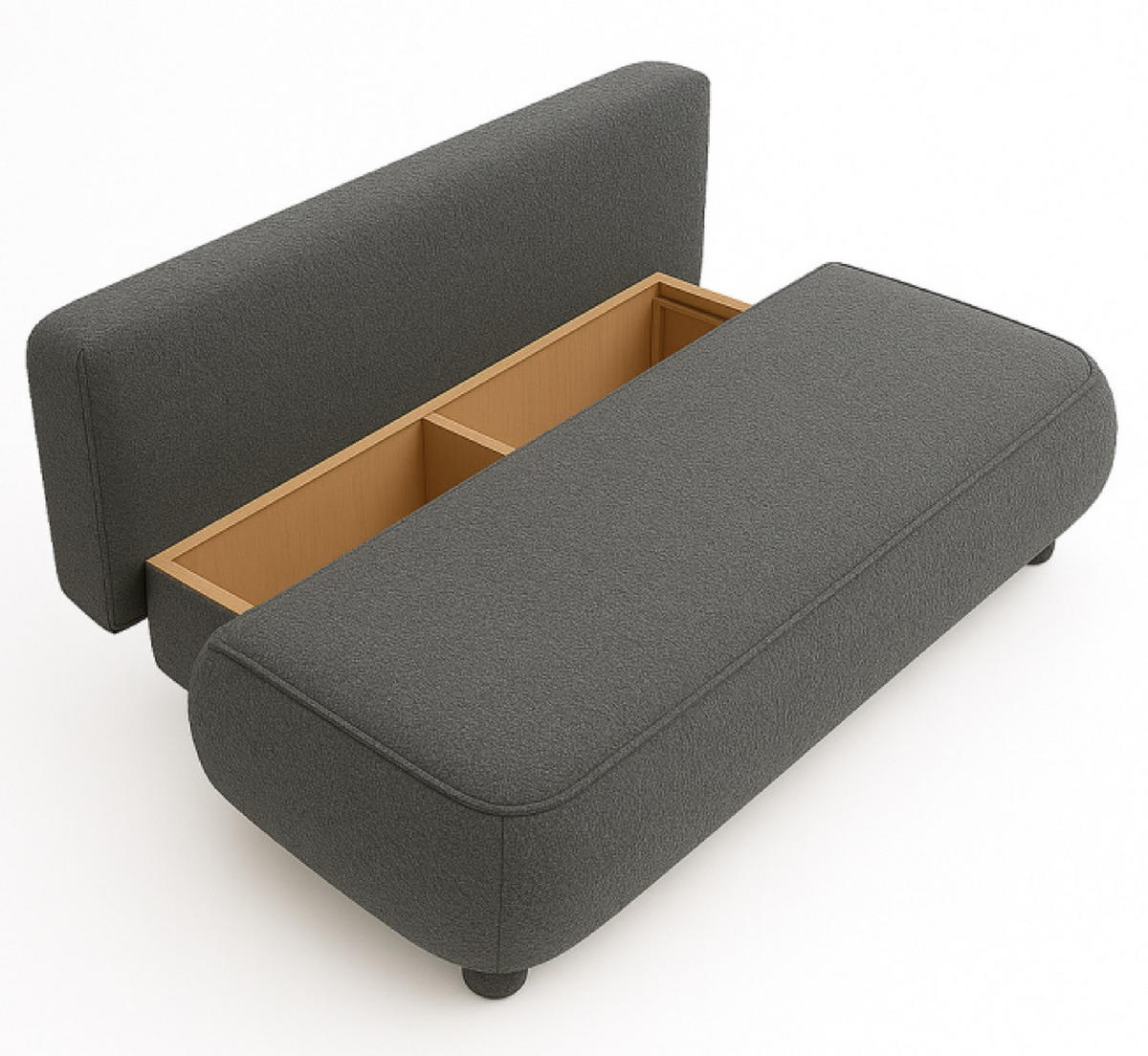 SOFA Dunkel Anthrazit MAJA Mit Schlaffunktion Boucle - Grau, Textil (209/96/96cm) - Sepro Meble