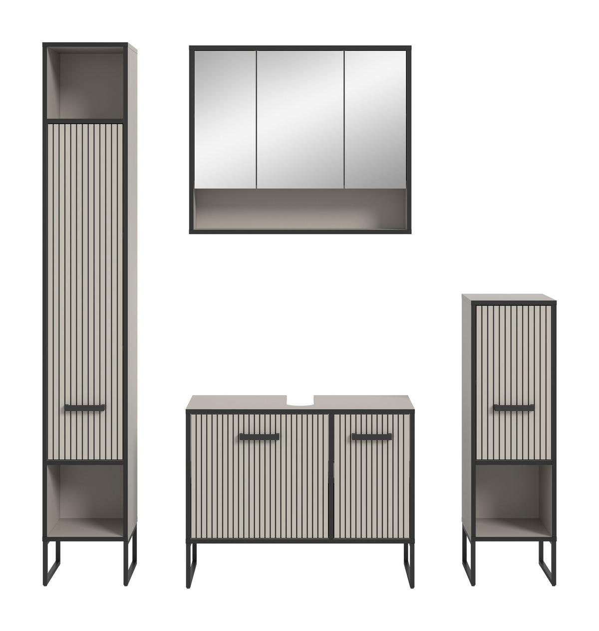 BADKOMBINATION Bagno 170x192x36 cm Kaschmir Schwarz 4tlg. - Kaschmir, Holzwerkstoff (170/192/36cm)