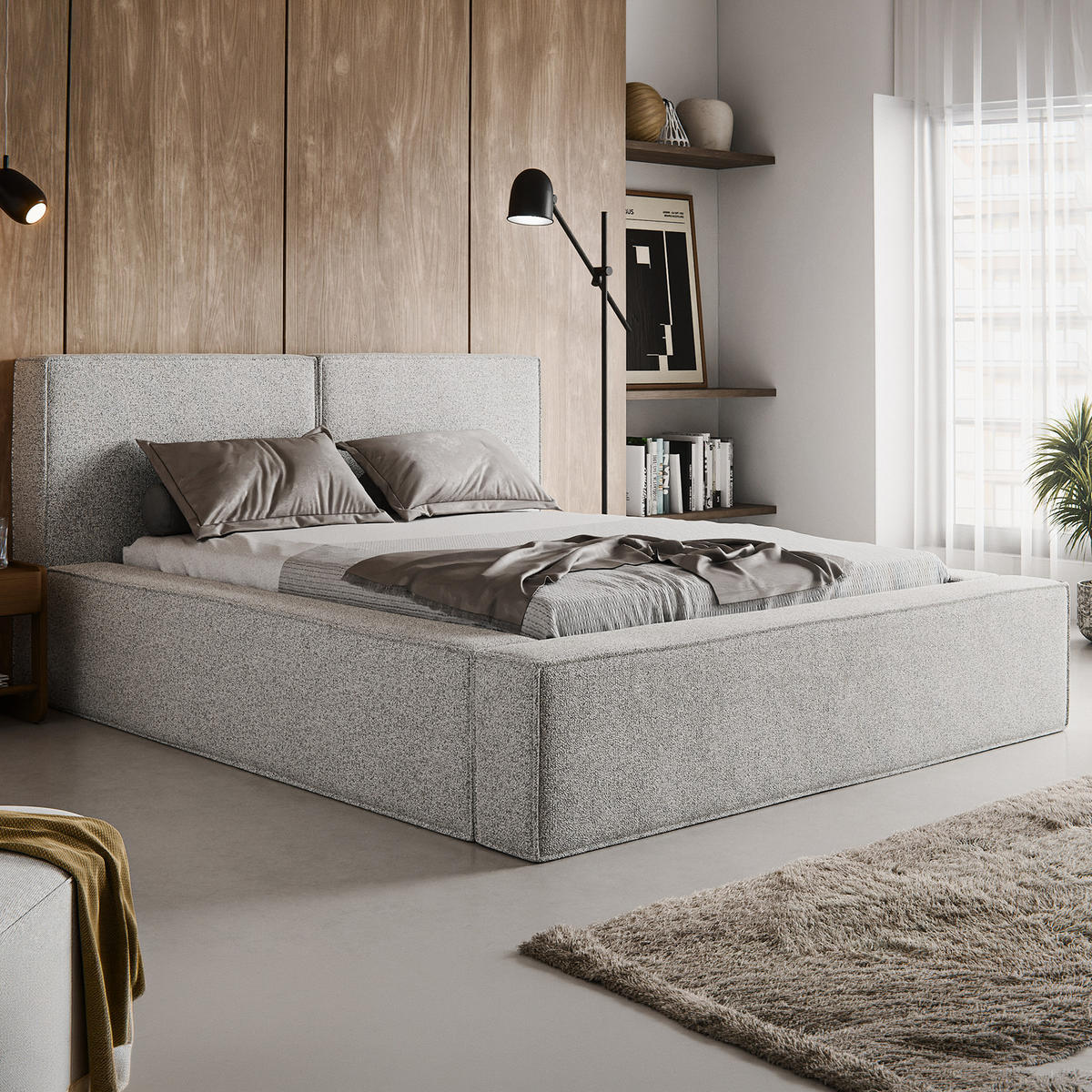 POLSTERBETT LESTI 140x200 cm, Hellgrau - Hellgrau, Textil (200/140cm) - Fedve