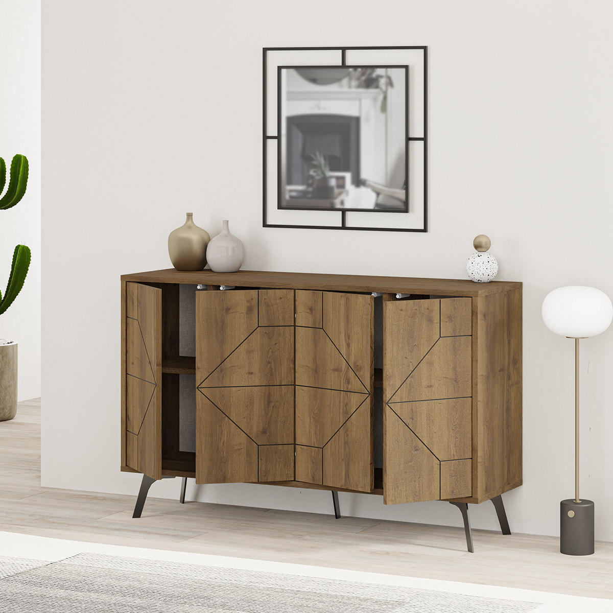 SIDEBOARD 4 Türen L123 cm - Dune - Eichefarben, Holzwerkstoff (35/77.4/123cm) - Calicosy