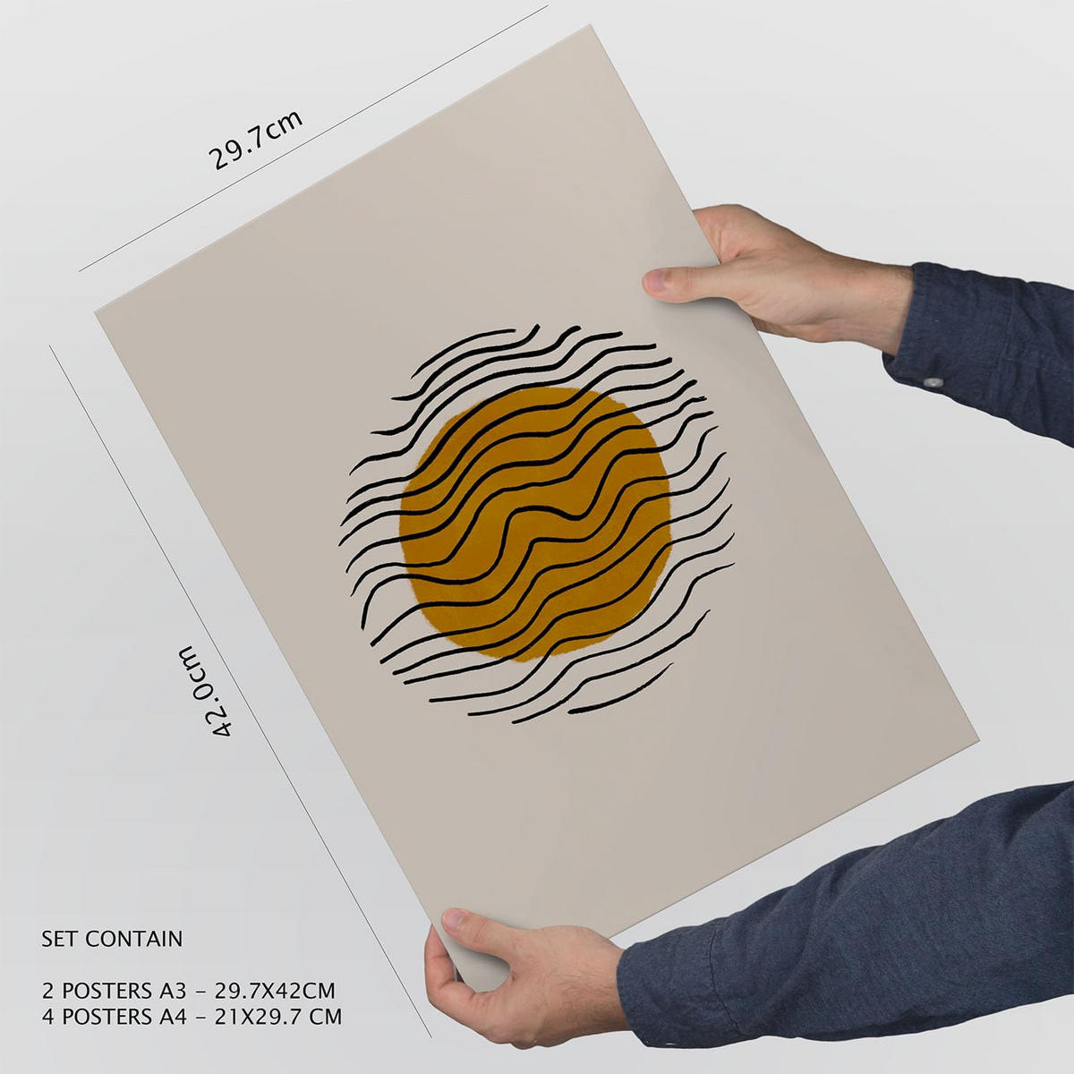 POSTER Set Mit 6 Zykloidale Natur In Kulissen Abstracts Ästhetische Dekorative Gemälde Für Ihr Wohnzimmer, Schlafzimmer, Zuhause A3 & A4 Rahmenlos - Klar, Papier (29/3cm) - Nacnic