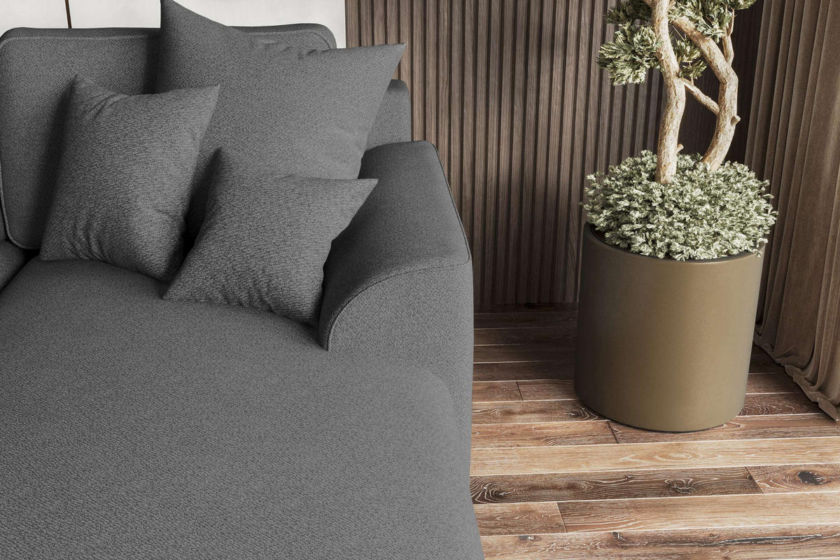 ECKSOFA GUSTO Strukturstoff Anthrazit Rechts inkl. Schlaffunktion - Chromfarben/Anthrazit, Kunststoff/Textil (295/194cm) - 99rooms