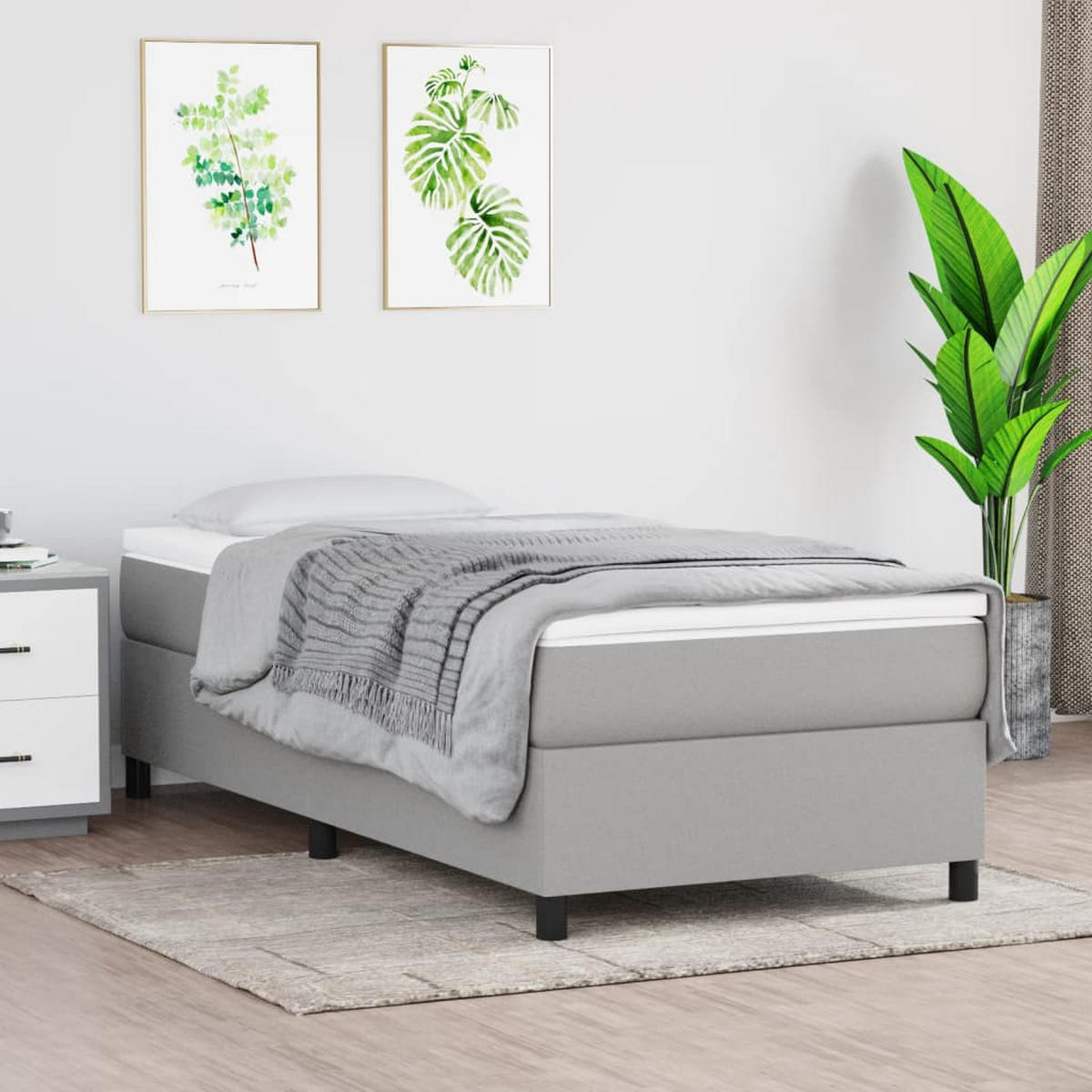 BOXSPRINGBETTGESTELL Hellgrau 100/200 Cm Stoff - Grau, Textil (100/200cm) - vidaXL