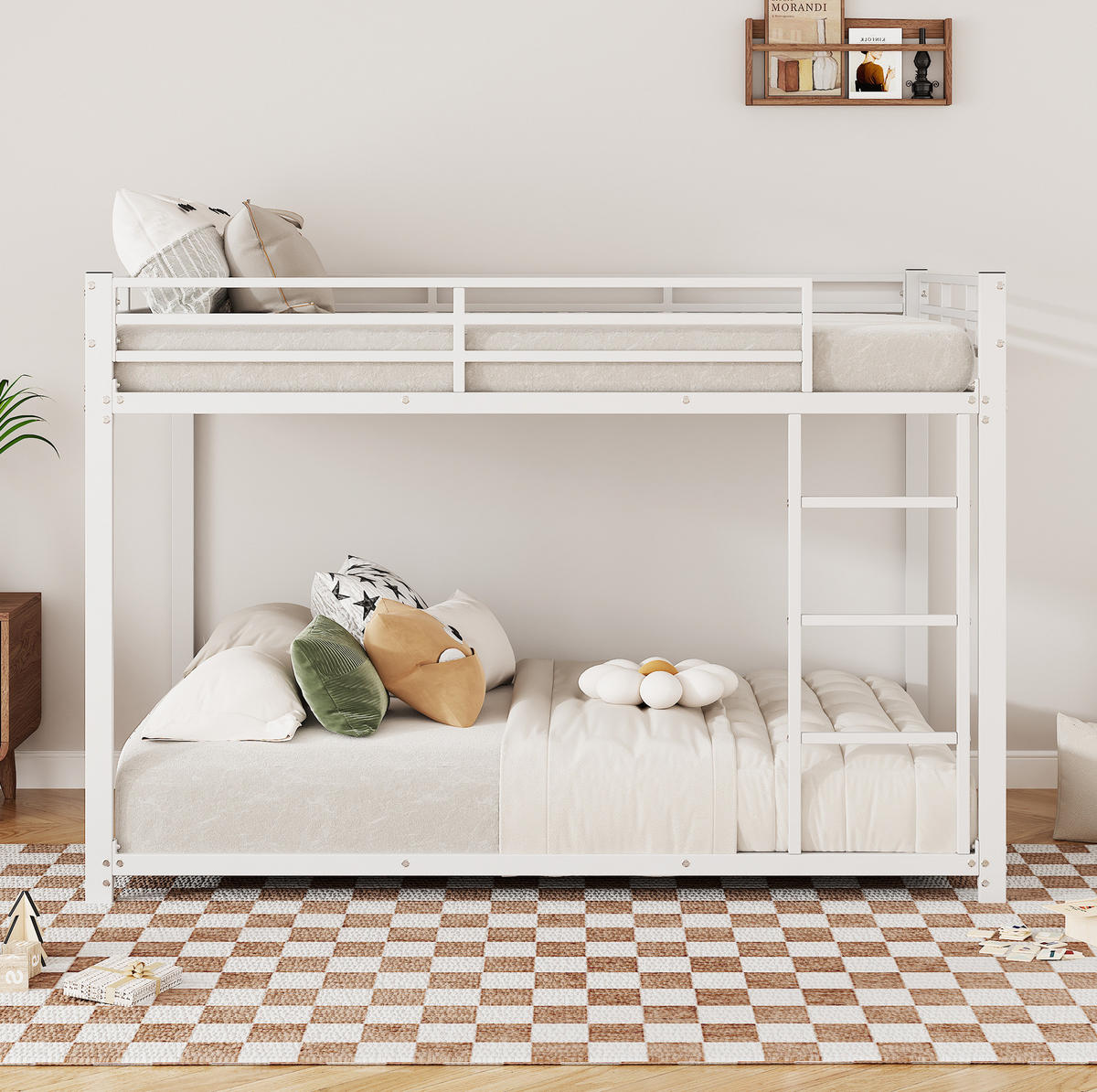 ETAGENBETT aus Metall 140x200 cm Weiß mit 26 cm Sicherheitsleisten und platzsparendem Design - Weiß, Metall (140/200cm) - Modfu
