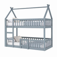 ETAGENBETT mit Treppe 90x200 cm Holz Grau - Grau, Holz (90/200cm) - Meubliv