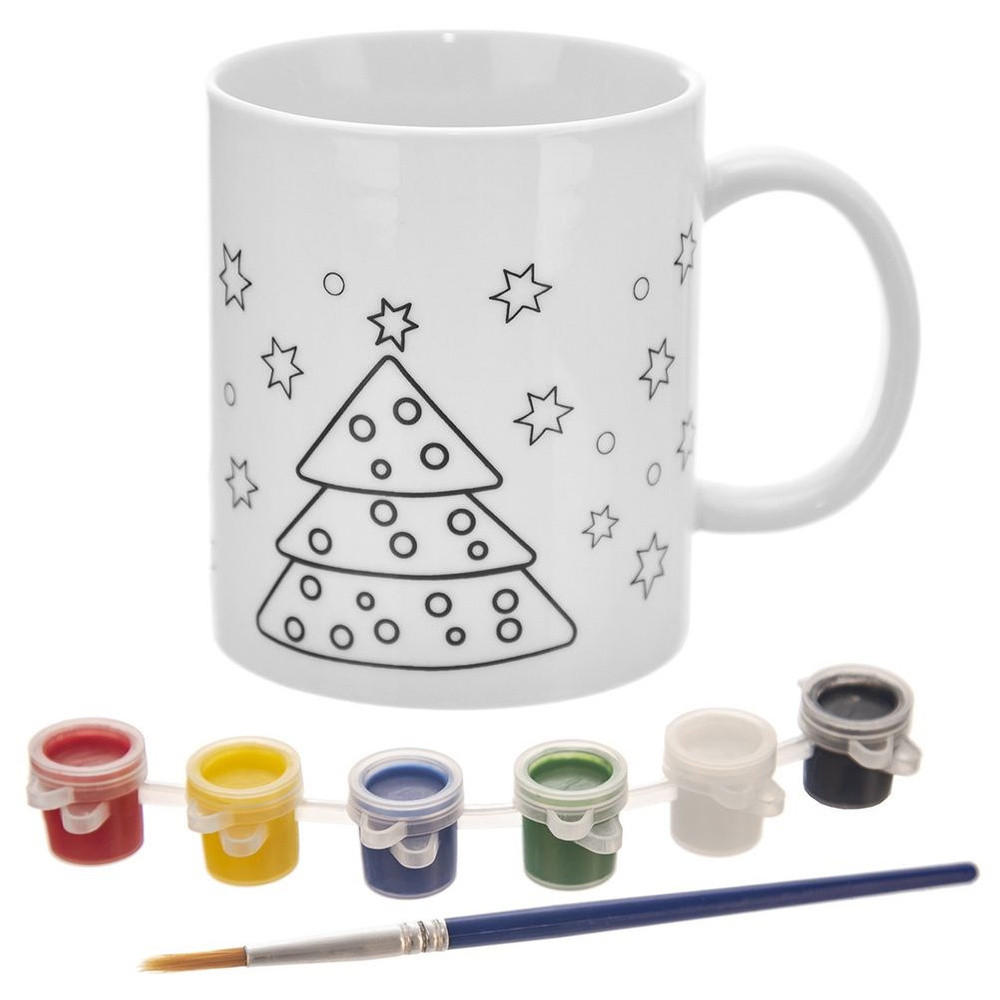 MALBECHER WEIHNACHTSBAUM, Porzellan, weiß, 350 ml - Multicolor, Keramik (0.35L) - Orion 