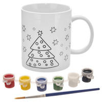 MALBECHER WEIHNACHTSBAUM, Porzellan, weiß, 350 ml - Multicolor, Keramik (0.35L) - Orion 