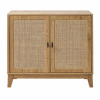 SIDEBOARD mit 2 Türen aus natürlichem Rattan 35/75/80 cm - Nussbaumfarben, Holzwerkstoff (35/75/44.5cm) - Calicosy