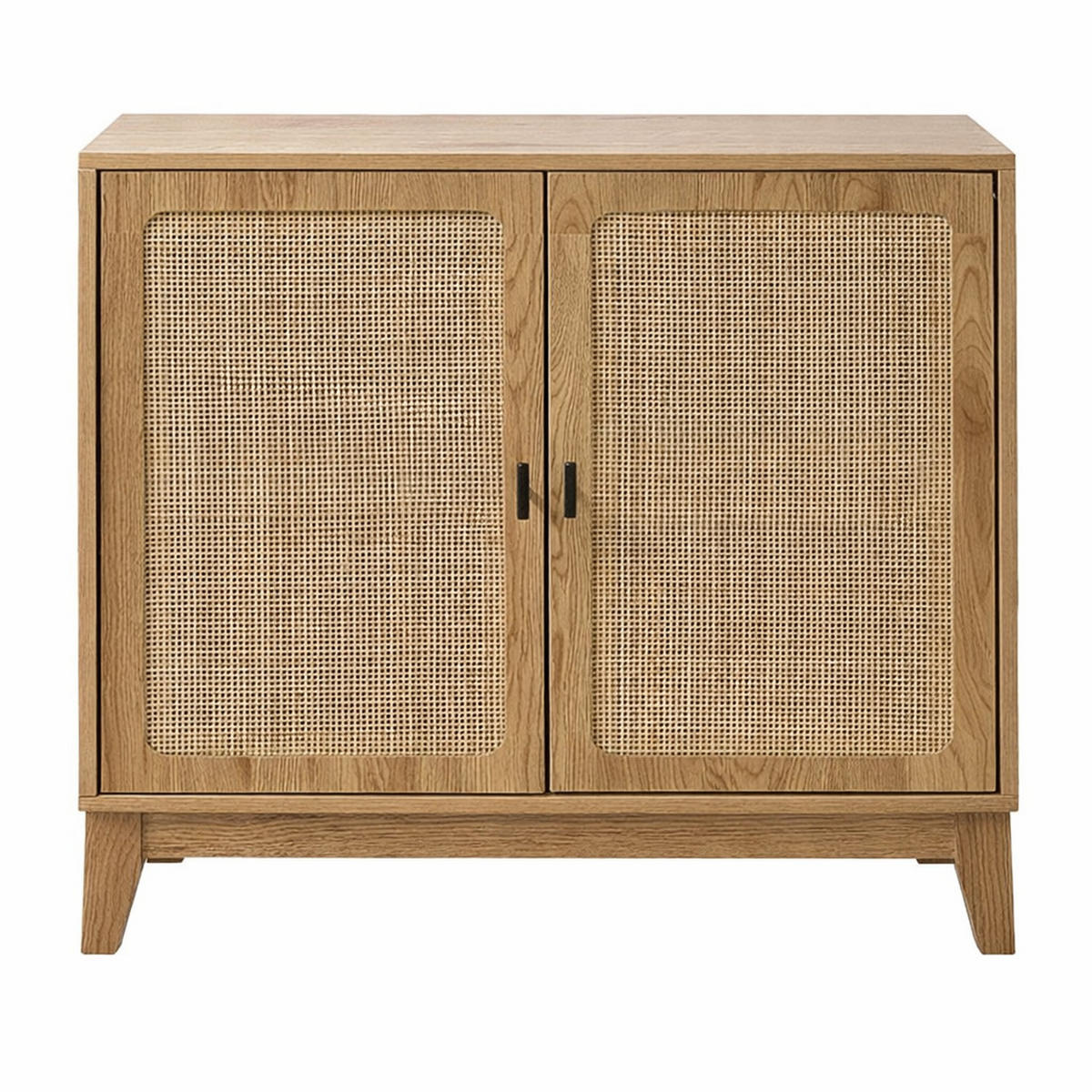 SIDEBOARD mit 2 Türen aus natürlichem Rattan 35/75/80 cm - Nussbaumfarben, Holzwerkstoff (35/75/44.5cm) - Calicosy