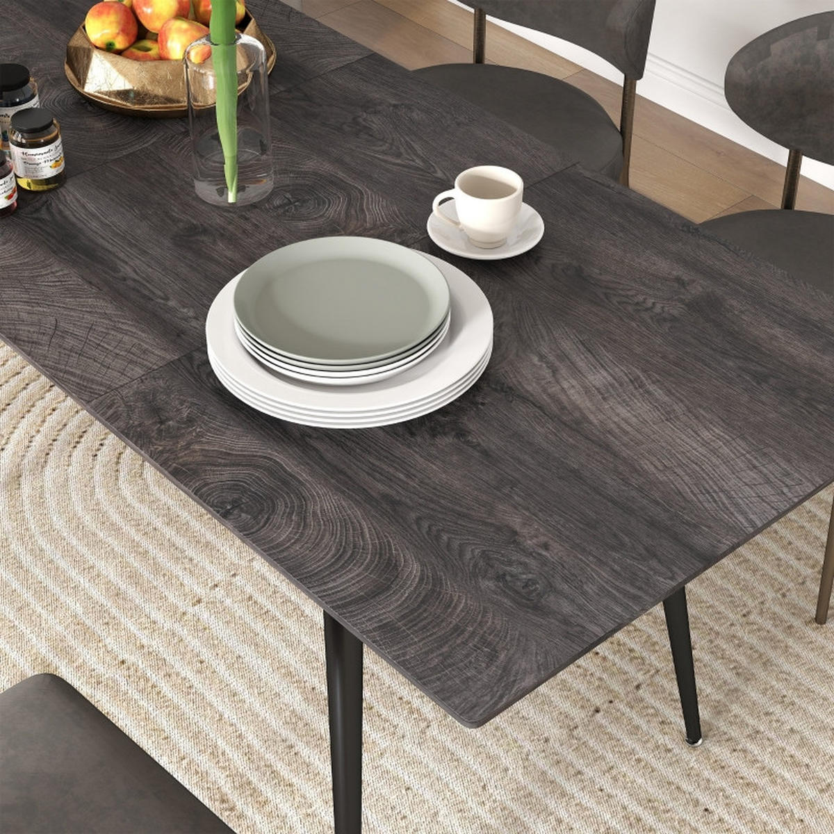 AUSZIEHTISCH 120-160/75/77 cm grau mit versteckter Einlegeplatte aus Holz - Grau, Holz (160/75/77cm) - OKWISH