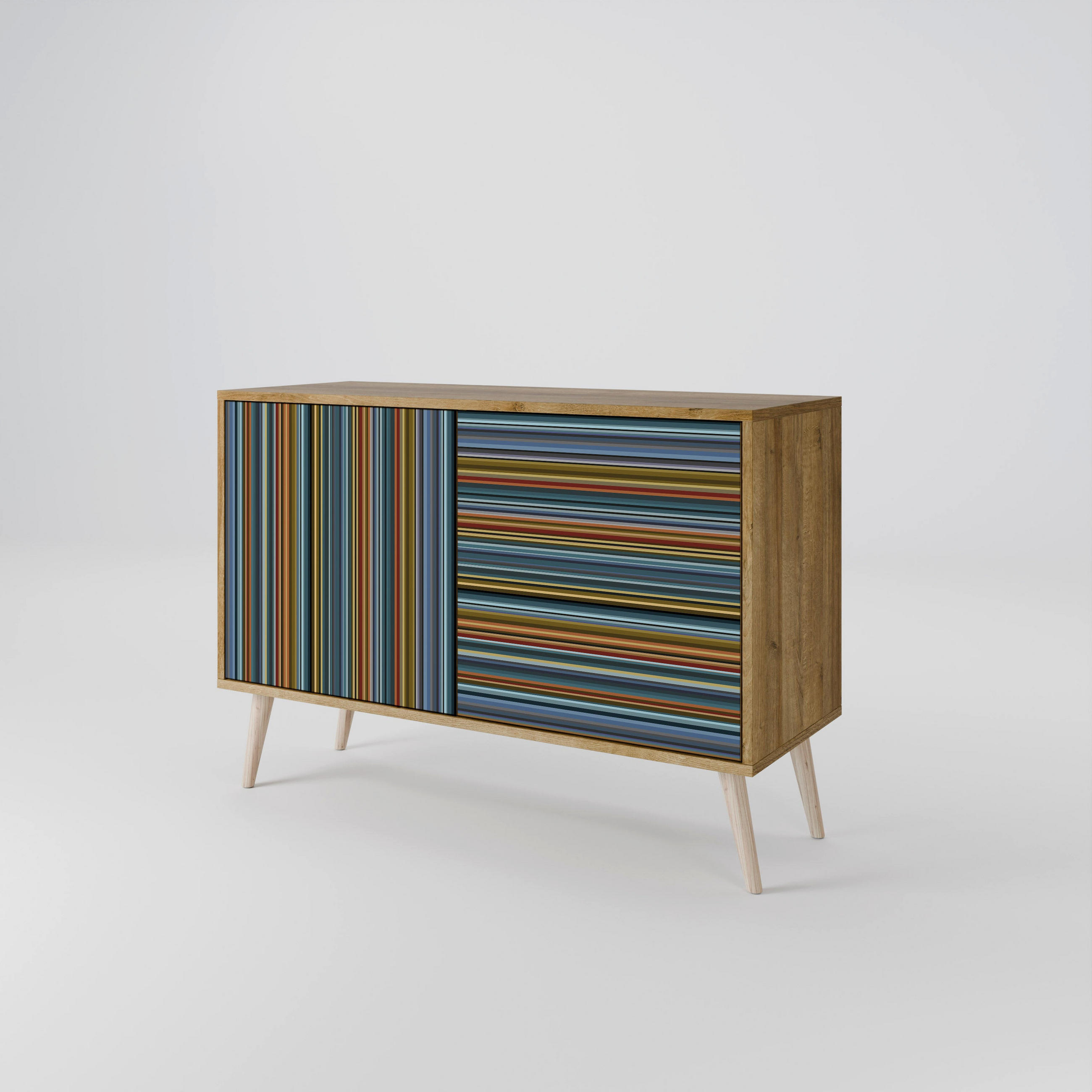 SIDEBOARD LINEOUT SPECTRUM, Eicheneffekt, 111x42x77,5 cm, 2 Türen - Eichefarben/Buchefarben, Holzwerkstoff/Buchenholz (111/77.5/42cm) - SpaceRebels