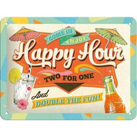 BLECHSCHILD 15/20 cm Happy Hour - Multicolor, Metall (20/15/0.5cm) - Nostalgic-Art