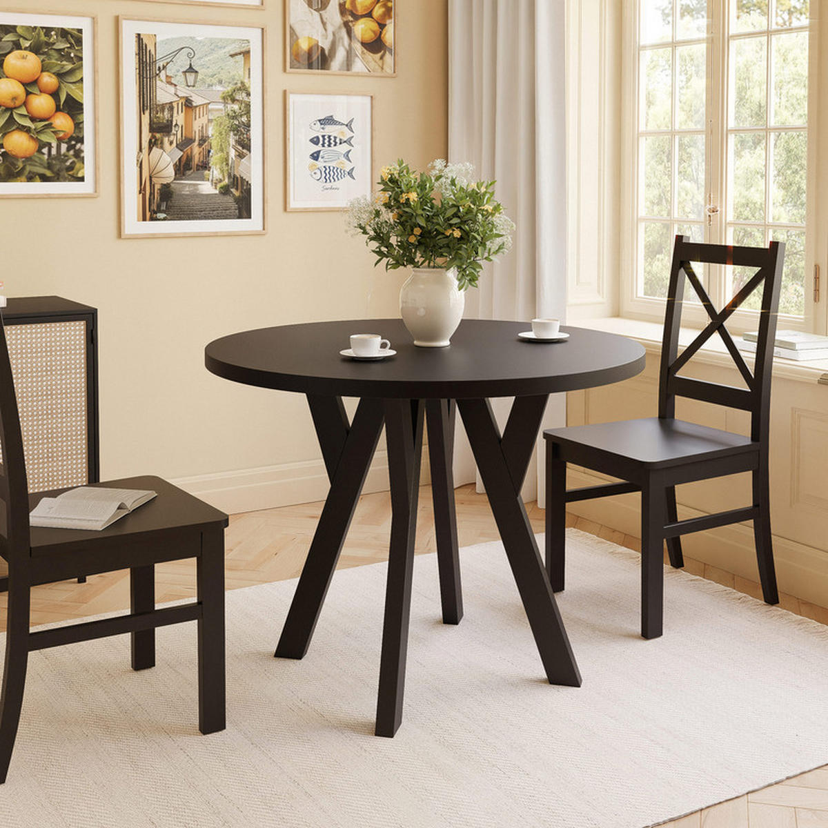 ESSTISCH YARA 100/76,5 cm Schwarz - Schwarz, Holzwerkstoff (100/100/76.5cm) - Idohome