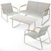 GARTENMÖBEL 4er Set, 2 Sessel 1 Tisch und 1 Bank, Grau - Grau, Metall - Blumtal