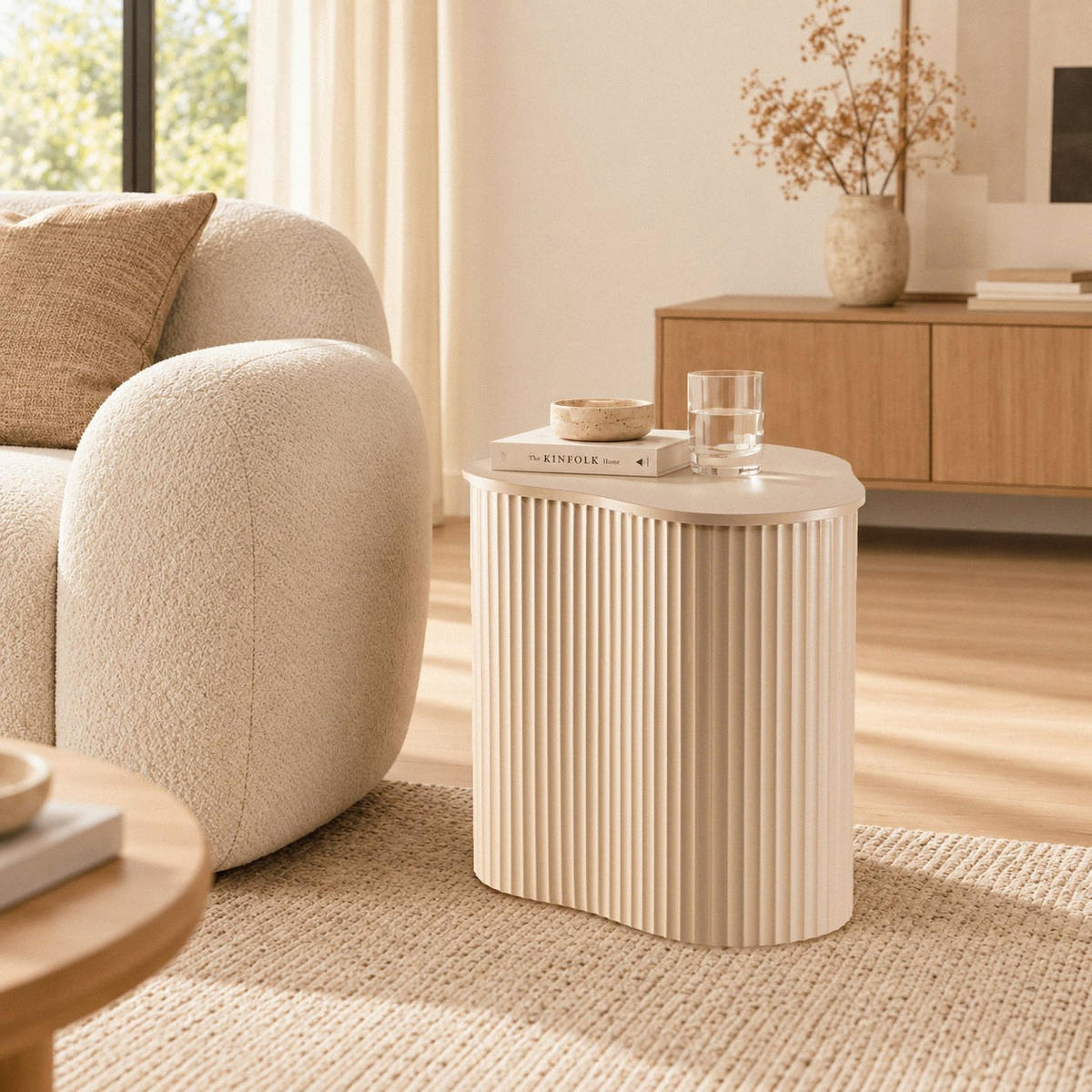 BEISTELLTISCH, in kashmir lackiert 37/47,5/47 cm - Beige, Holzwerkstoff (47/37/47.5cm) - Calicosy