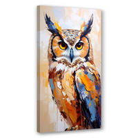 LEINWANDBILD Eule Vogel Natur Malerei Imitation 60x120cm - Beige, Textil (60/120cm) - Feeby