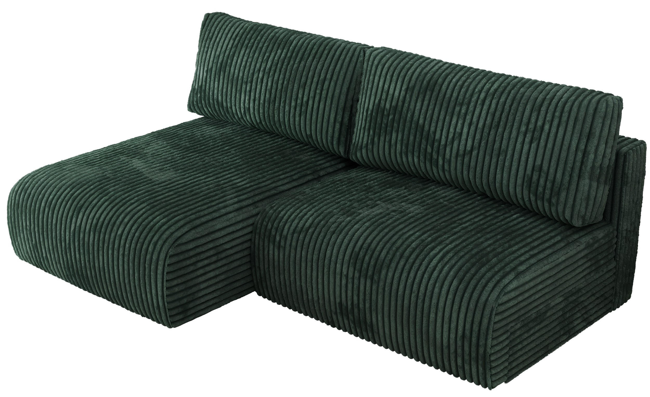 ECKSCHLAFSOFA VIVO L Grün Cord - links - Schwarz/Grün, Kunststoff/Textil (223/150cm) - MKS