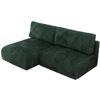 ECKSCHLAFSOFA VIVO L Grün Cord - links - Schwarz/Grün, Kunststoff/Textil (223/150cm) - MKS