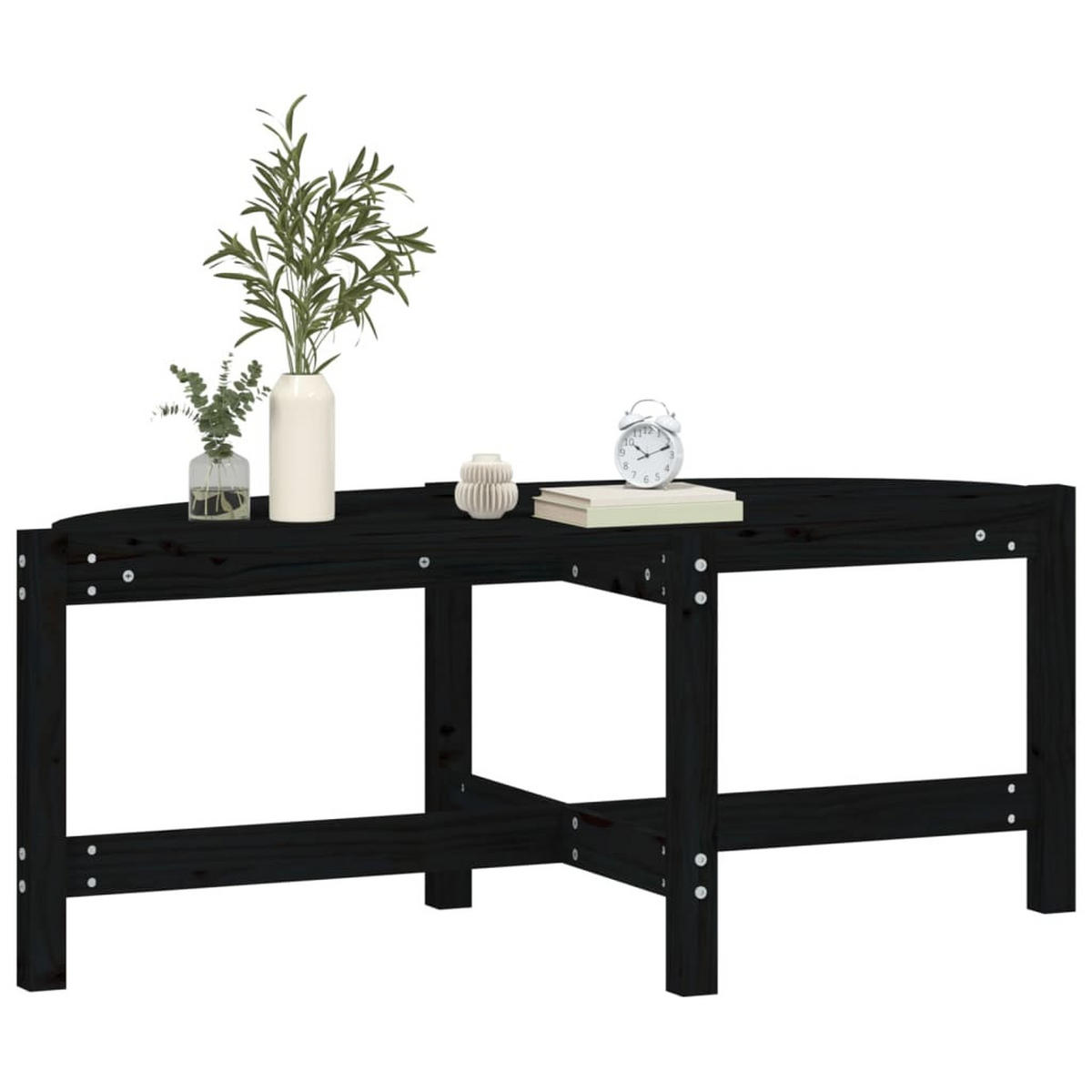 COUCHTISCH Schwarz 118x63x45 cm Massivholz Kiefer - Schwarz, Holz (118/63/45cm) - furnicato