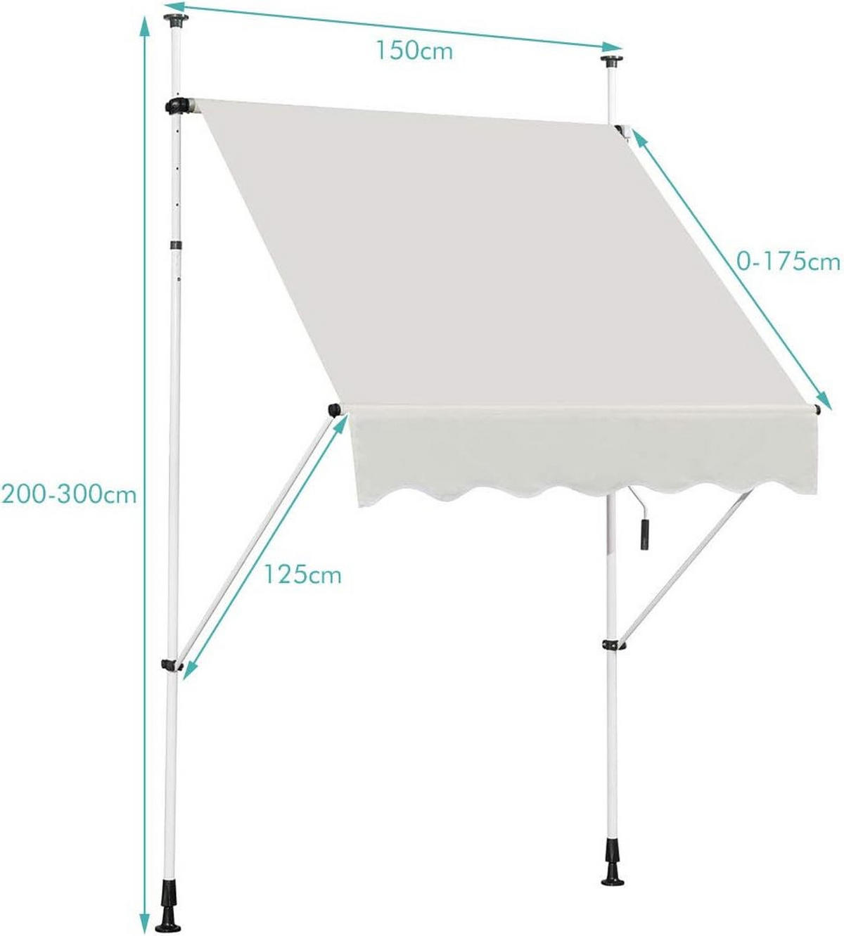 KLEMMMARKISE Beige - Beige, Metall (150/300/125cm) - COSTWAY