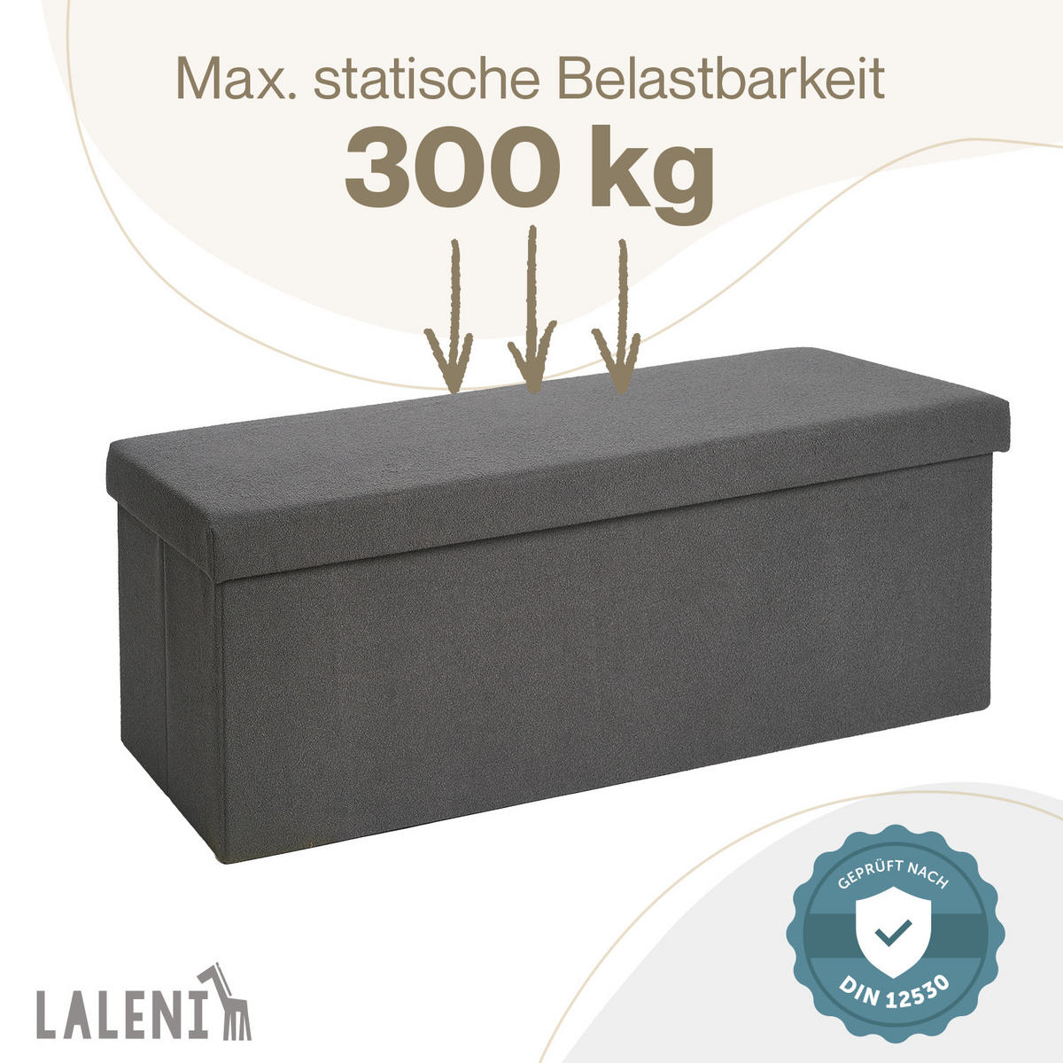 SITZBANK 110/38/38 cm, faltbar, Dunkelgrau - Dunkelgrau, Kunststoff (38/38/110cm) - Laleni