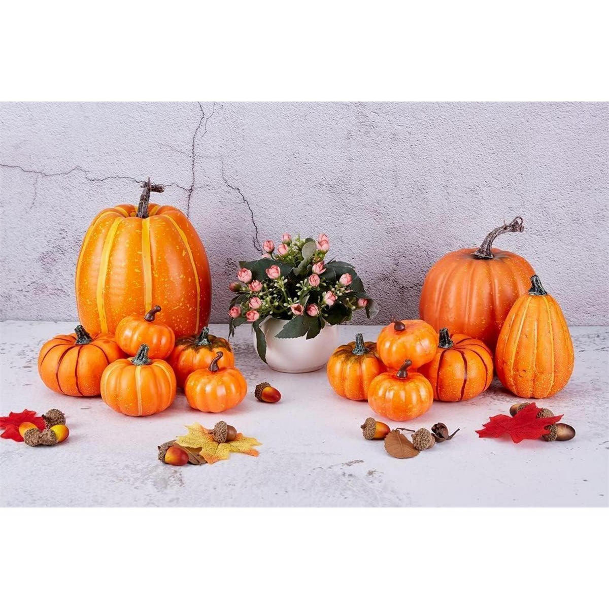 KÜRBIS Deko-Set 12-teilig Orange - Orange, Kunststoff (9cm)