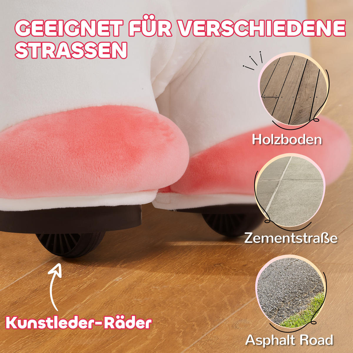 ELEKTRISCHES Pferd, Weiß, Polyester, Kunststoff, 69cm x 34cm x 53cm - Weiß, Kunststoff (69/34/53cm) - AIYAPLAY