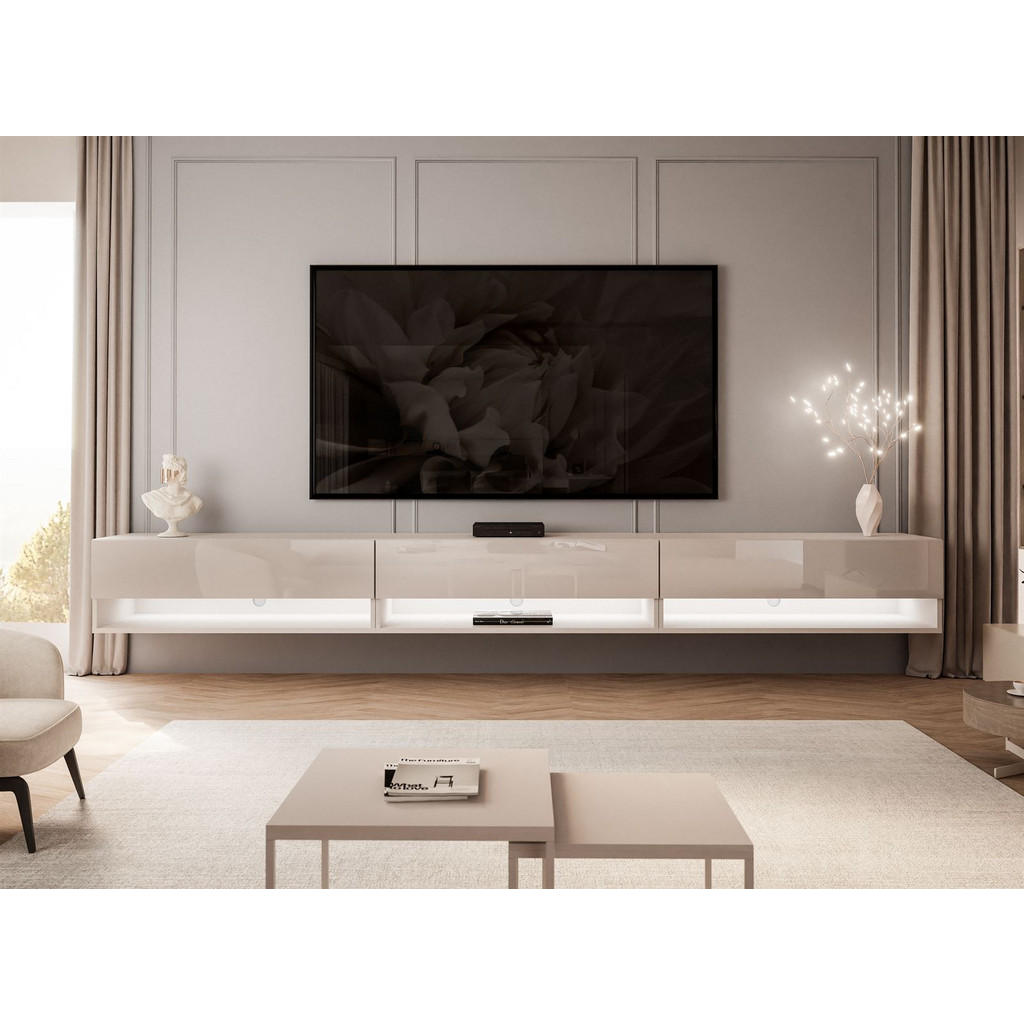 Thumbnail - Lookway Hängeschrank, Beige, Holzwerkstoff, 3 Fächer, Rechteckig, 270x30x35 cm, Wohnzimmer, Wohnwände, Lowboards, Lowboa...