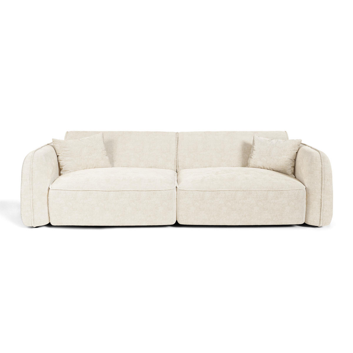 SOFA LOMI Geprägter Samt Creme 235cm - Creme, Textil (235/74/90cm) - Premium Interiors