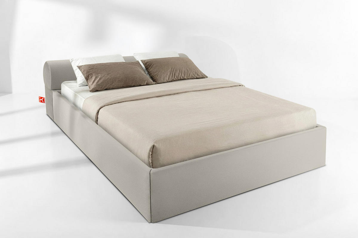 POLSTERBETT LUNEO - Creme/Schwarz, Holz/Holzwerkstoff (182/204cm) - KONSIMO®