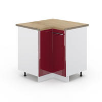 ECKUNTERSCHRANK Fame-Line Bordeaux Hochglanz 80.5 cm, AP Eiche - Bordeaux/Weiß, Holzwerkstoff (80.5/82/60cm) - Vicco