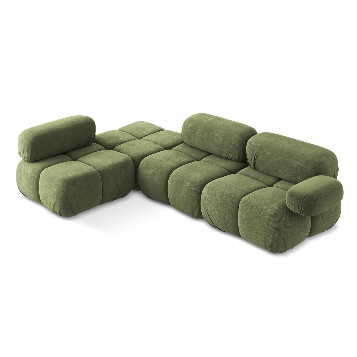 ECKSOFA Links Chenille Stoff Grün - Schwarz/Grau, Kunststoff/Textil (190/285cm) - LaMiaSofa