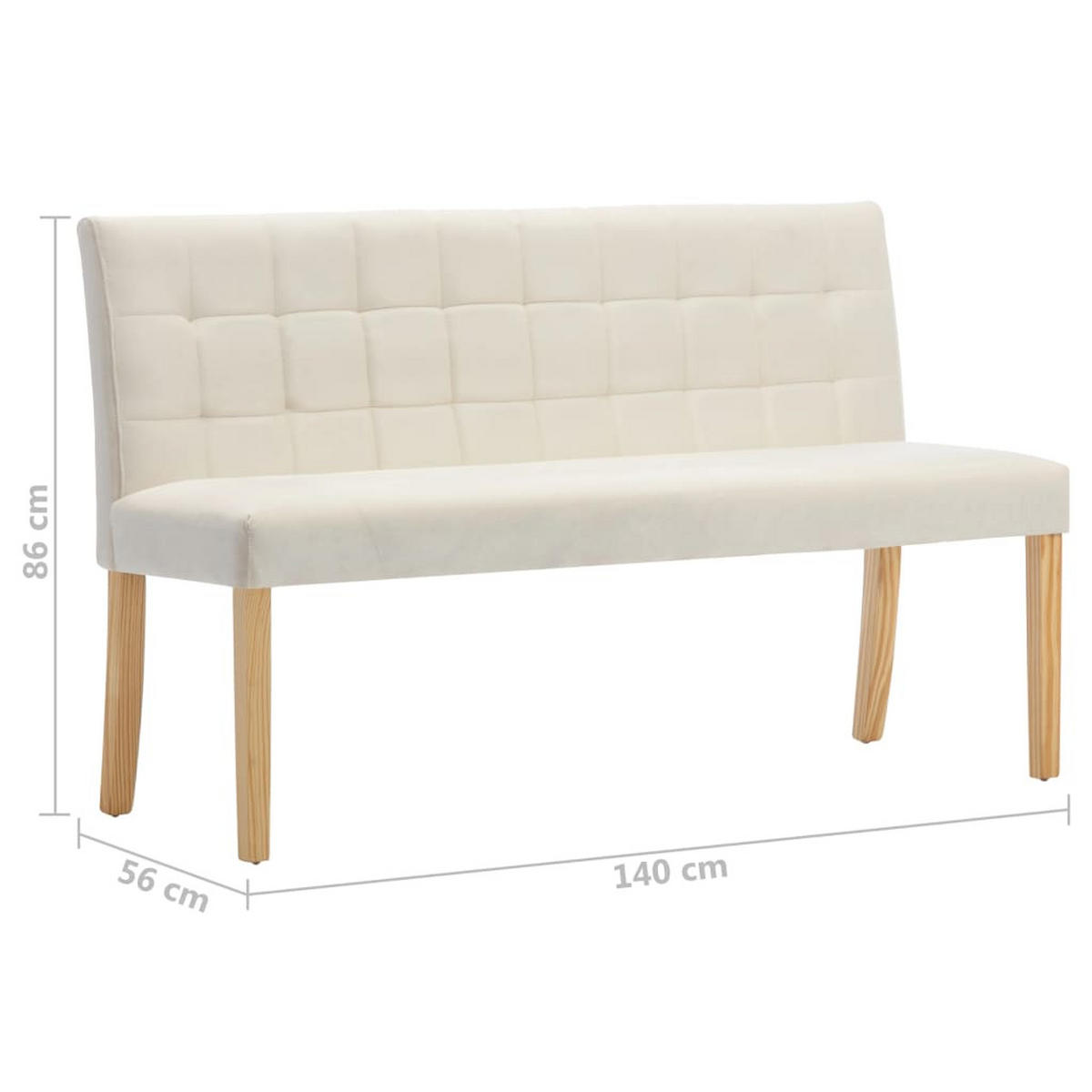 SITZBANK Cild 140 cm Creme Samt Indoor - Creme, Textil (140/86/56cm) - DELUKE