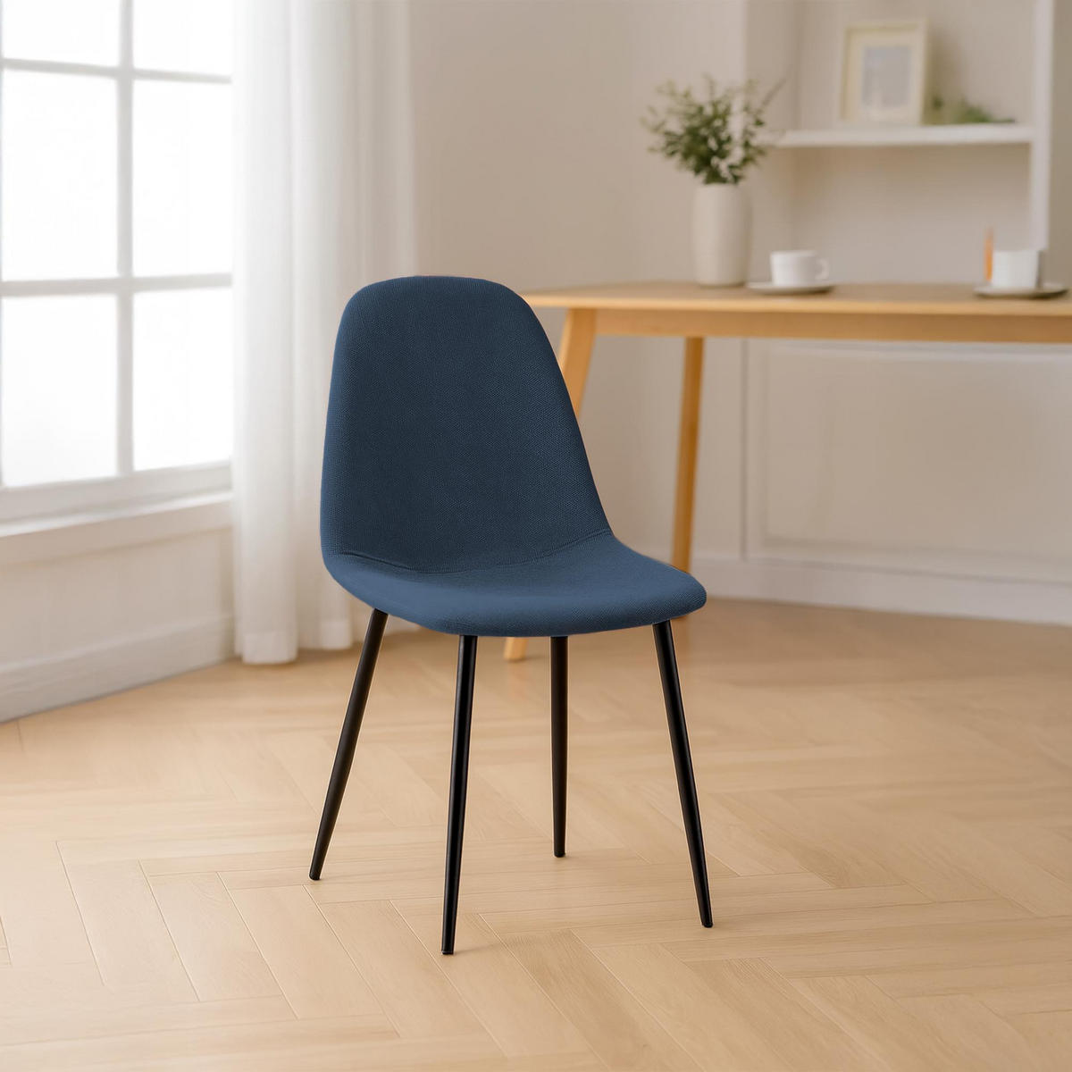 STUHL Stoff Dunkelblau - Schwarz/Dunkelblau, Textil/Metall (44/88/51cm) - CLP