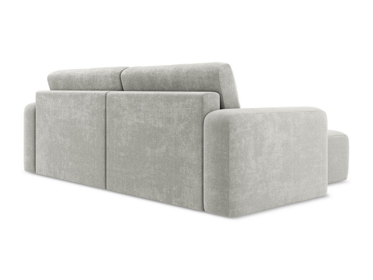 ECKSOFA mit Schlaffunktion links Chenille Stoff Grau - Hellgrau/Schwarz, Kunststoff/Textil (149/244cm) - Makamii