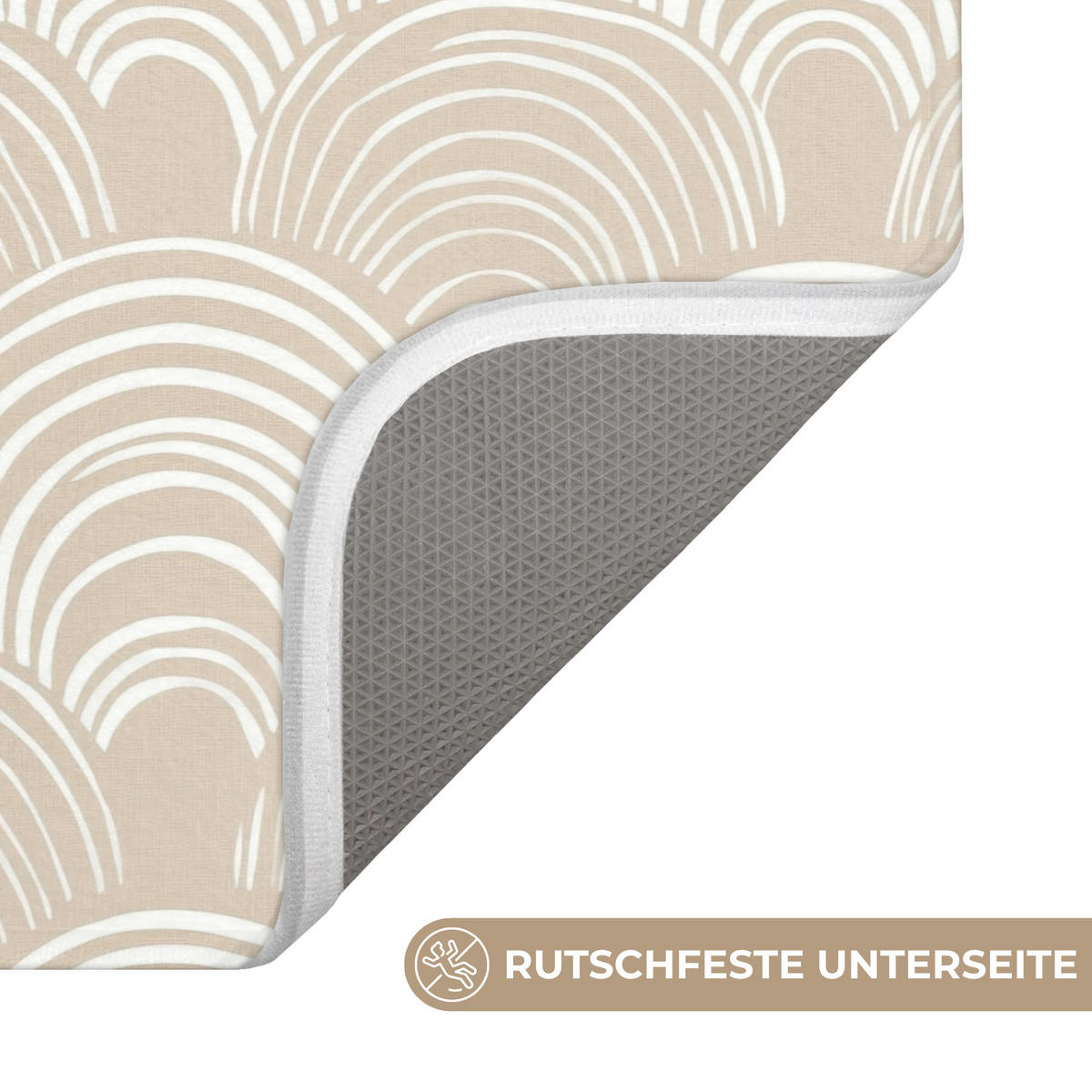 KOUPELNOVÁ PŘEDLOŽKA Vlny - Textura - Béžová 60x40 cm - kašmírová, textil/plast (60/40cm) - OnlyWow