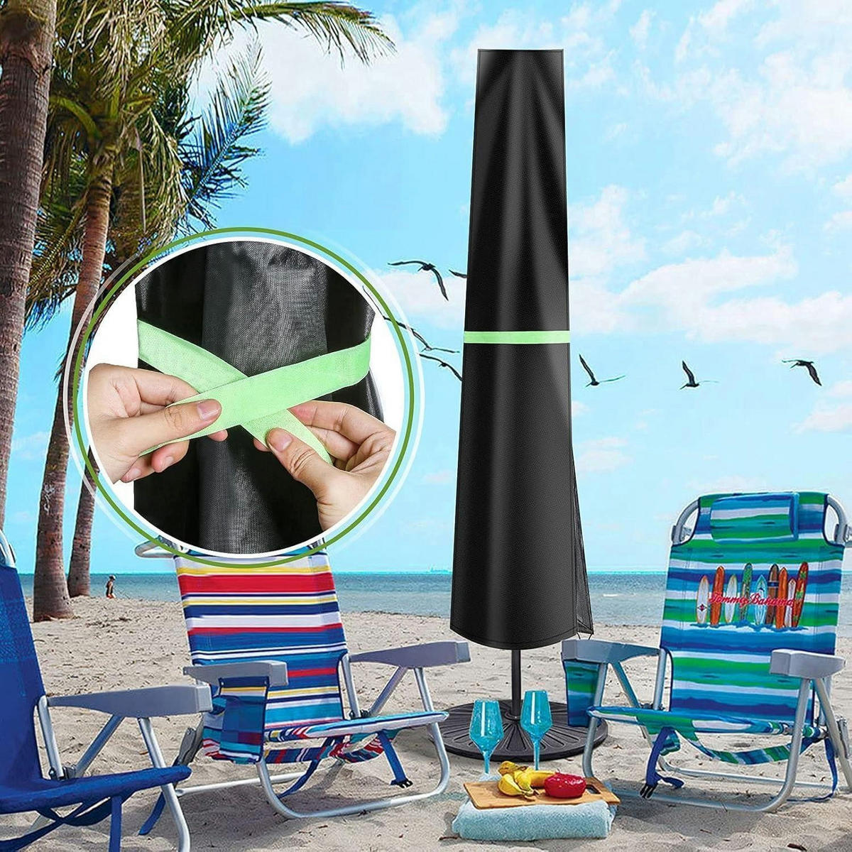 SONNENSCHIRMHÜLLE für Ampelschirme 190 cm wetterfest - Schwarz, Kunststoff (50/50/244cm)