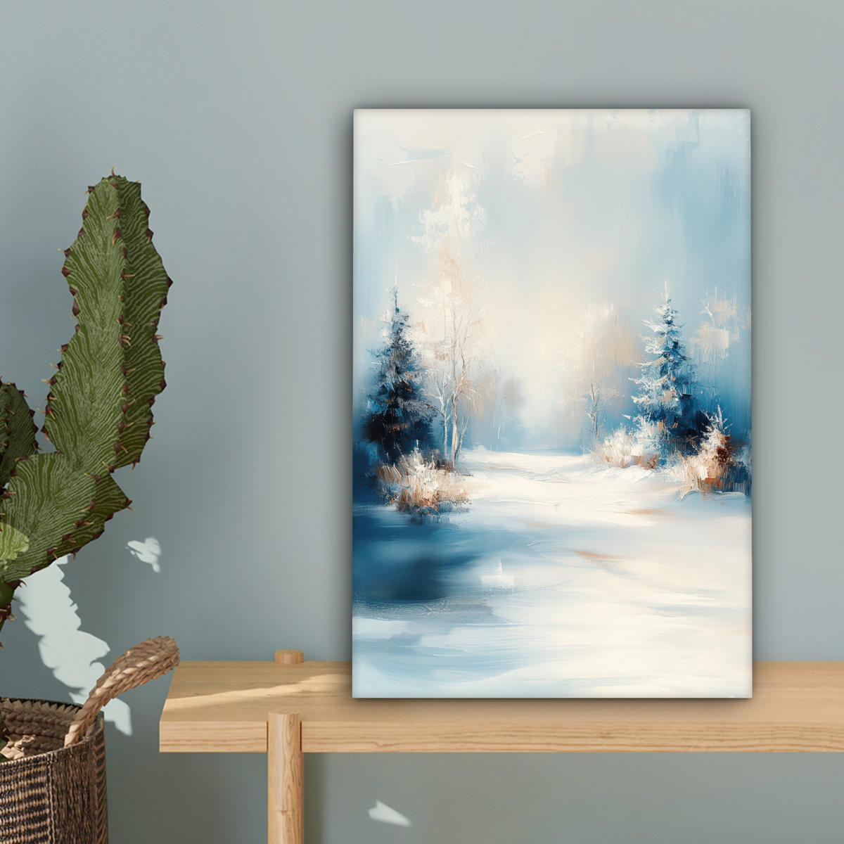 LEINWANDBILD Wald - Winter - Natur - Abstrakt - Schnee Deko Wohnzimmer 20x30 cm - Weiß, Textil (20/30cm) - MuchoWow