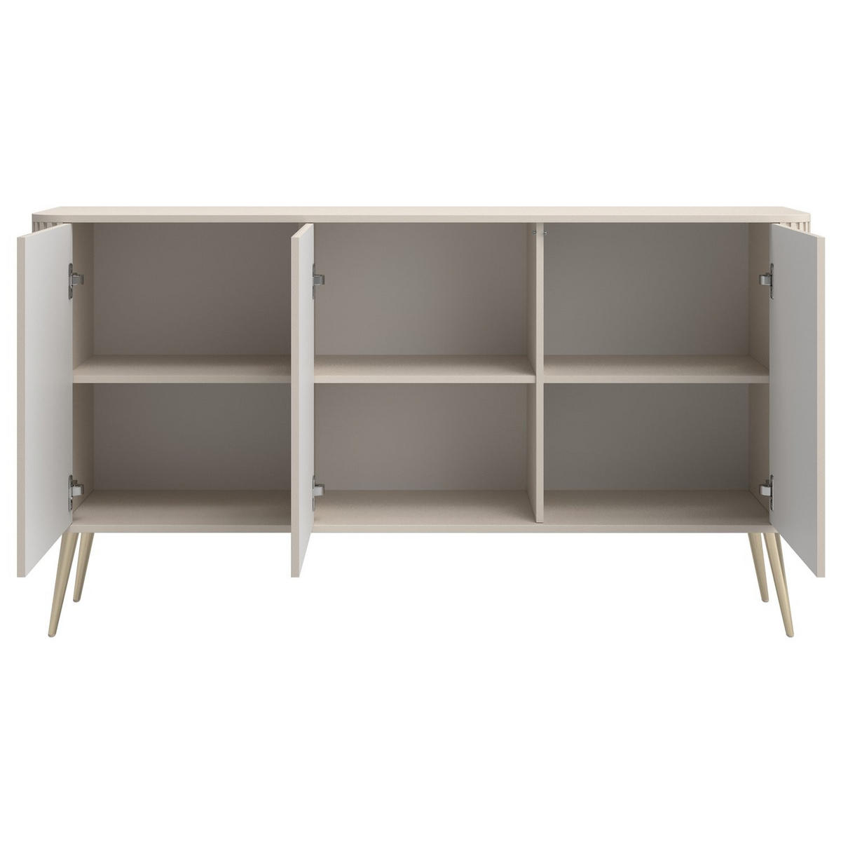 SIDEBOARD Ovarlo Greige mit Metallbeinen 163 cm - Taupe/Goldfarben, Holzwerkstoff/Metall (163.2/83.8/38cm) - Selsey