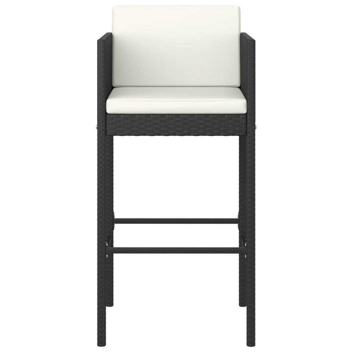 BARHOCKER 4 Stk. Mit Kissen Schwarz Poly Rattan - Schwarz, Kunststoff (48/100/50cm) - vidaXL