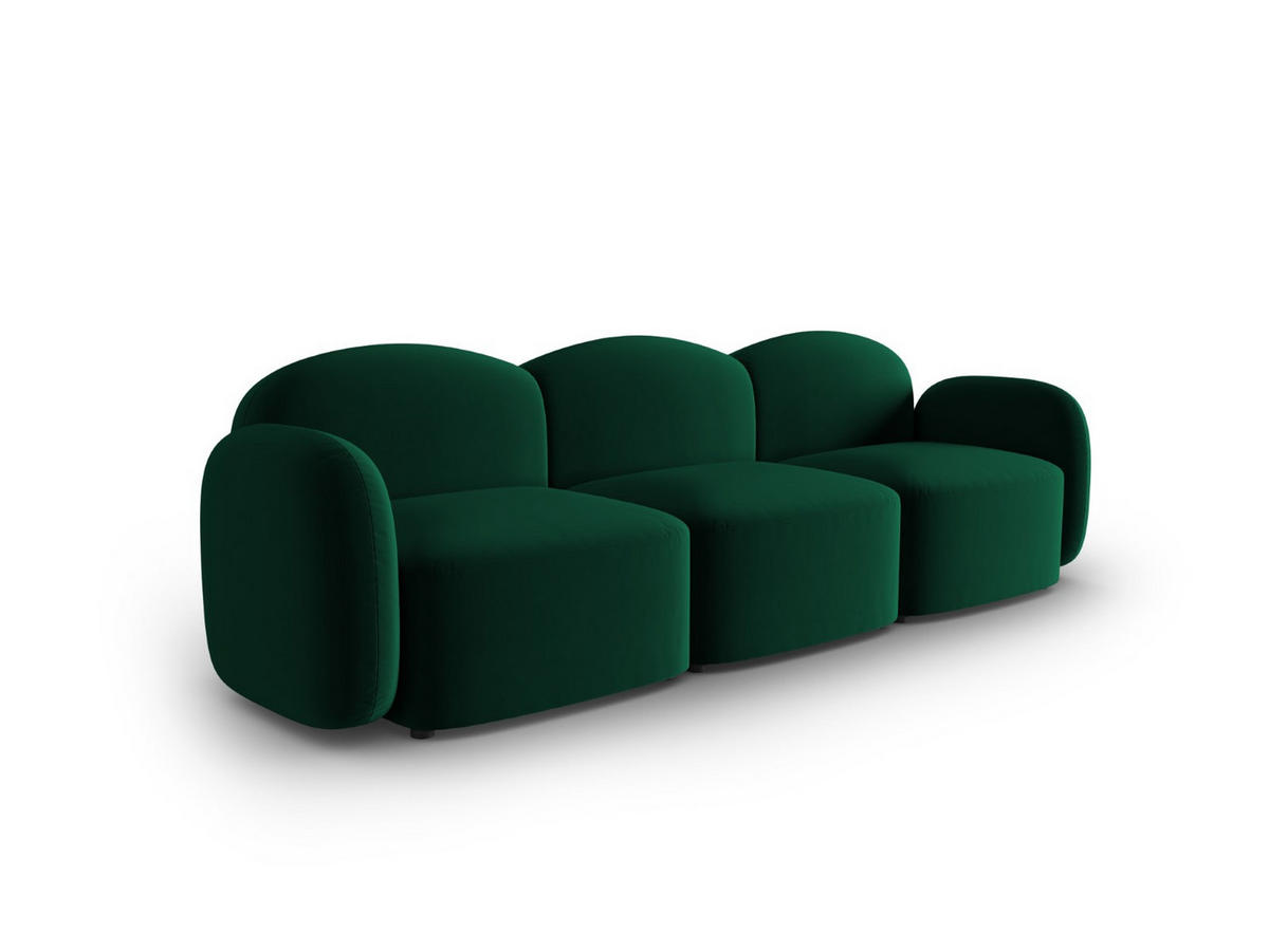 SOFA Blair aus Samt flaschengrün 3 Sitzplätze - Dunkelgrün, Textil (87/80/272cm) - Micadoni