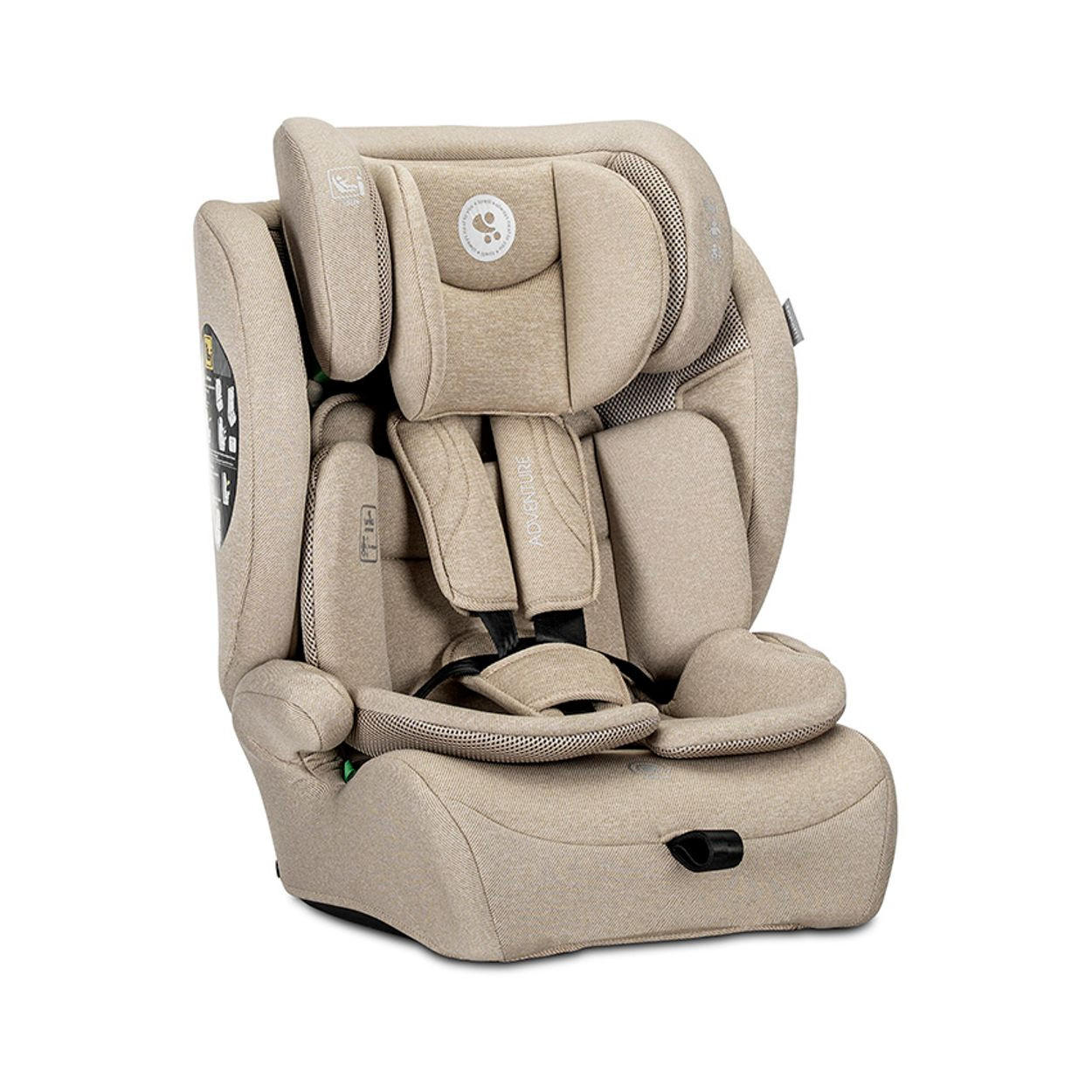 KINDERSITZ Adventure (76-150 cm) beige-weiß Kopfstütze verstellbar, bis 36 kg, i-Sze, Polyester, Sicherheitsgurt - Beige, Kunststoff (46/78/40cm) - Lorelli